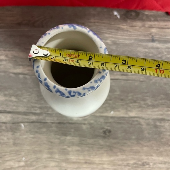 Vintage Apple Milk Bottle – Painted Glass with Blue Rim – Country Kitchen Decor - Picture 4 of 7